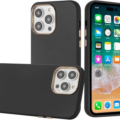 For iPhone 15 Classy Slick Chromed Around Hybrid Case Cover - Black