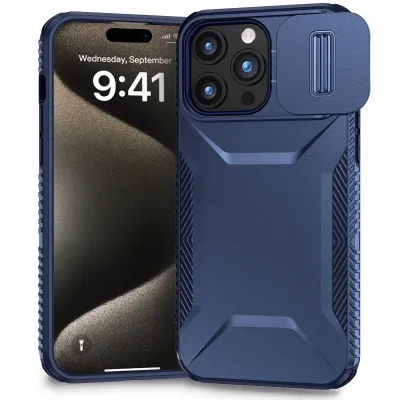 For iP15 Pro Max Ultimate U Design Hybrid with Camera Window Covering - Dark Blue