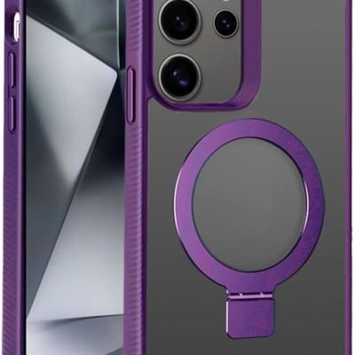 For Samsung Galaxy s24 Ultra Skin Touch Feel HQ [Magnetic Circle] Kickstand Hybrid - Purple