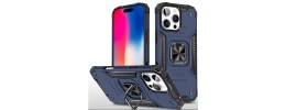 For iPhone 16 Pro 6.3 inch Robust Magnetic Kickstand Hybrid Case Cover - Blue