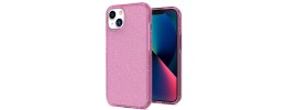 For iPhone 14/13 Magnetic Ring Glitter 3in1 Hybrid Case Cover - Pink