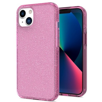 For iPhone 14/13 Magnetic Ring Glitter 3in1 Hybrid Case Cover - Pink
