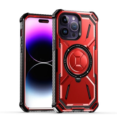IPH15 Pro Max 6.7 Tough Case w/Magsafe Ring Stand Red