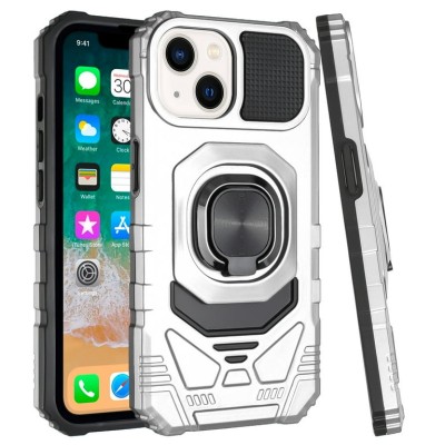 IPH15 Pro Max 6.7 Tough Case w/Magsafe Ring Stand Silver