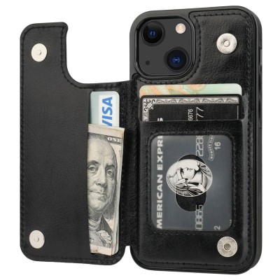 Iphone 13 Mini (5.4") Leather Wallet Pouch Black (Retail Pa
