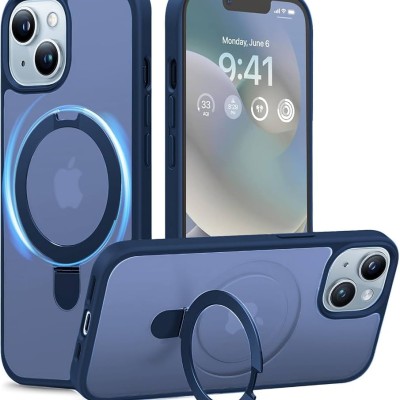 Iphone 14 6.1 2022 Magnet Ring Stand Case With Card Slot Blu