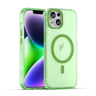 Iphone 14 Plus 6.7 2022 Chrom Clear Case w/ Magsafe Green