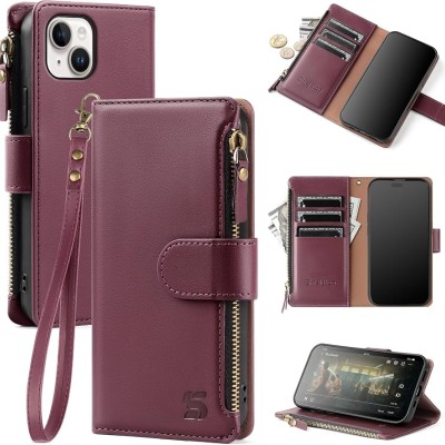 Iphone 14 Plus 6.7 2022 Premium Fabric Wallet Pouch 6 Card S
