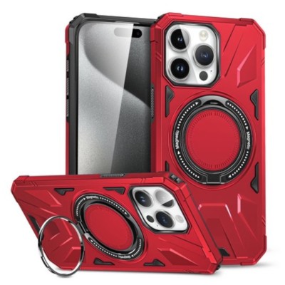 Iphone 15 6.1 Bumper Case w/Magnetic Ring Stand Red(Retail P