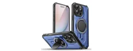 Iphone 16 6.1 Tuff Case w/Magsafe Folding Stand Holder Blue(