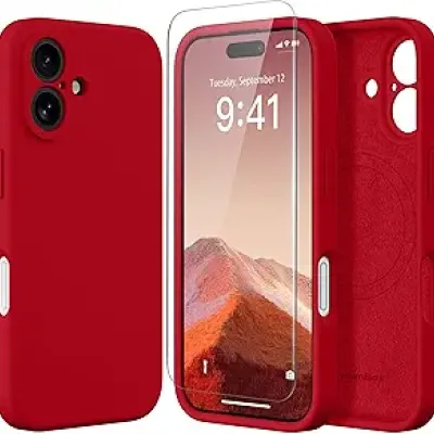 Iphone 16 Plus 6.7 Premium Hybrid Case w/Camera Cover Red(Pr