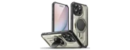 Iphone 16 6.1 Tuff Case w/Magsafe Folding Stand Holder Gray(