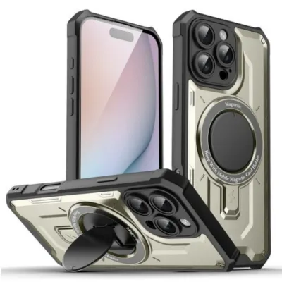 Iphone 16 6.1 Tuff Case w/Magsafe Folding Stand Holder Gray(