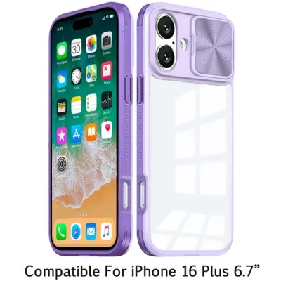 Iphone 16 Plus 6.7 Premium Hybrid Case w/Camera Cover Purple