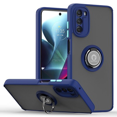 MOTOROLA G 5G 2024 Magnet Ring Stand Case With Card Slot Blu