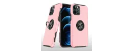 For iPhone 13 Pro CHIEF Oil Painted Magnetic Ring Stand Hybrid Case Cover - Pink