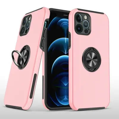 For iPhone 13 Pro CHIEF Oil Painted Magnetic Ring Stand Hybrid Case Cover - Pink