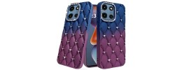 For Motorola Moto G Stylus 5G (2025) Floral Joy Glitter Shimmer Leather Feel Thick TPU Case - Dark Blue/Burgundy