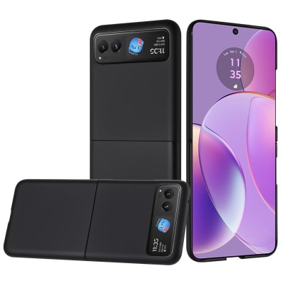 For Motorola Razr 2024 Flip Snap On Premium Matte Finish Case Cover - Black