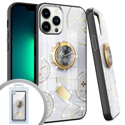 PKG iPhone 13 PRO MAX 6.7 Bling Ring Case TIME White
