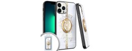 PKG iPhone 13 PRO MAX 6.7 Bling Ring Case HEART White