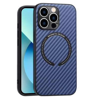 PKG iPhone 14 6.1 /13 6.1 Magnetic Case 4 CARBON FIBER Blue