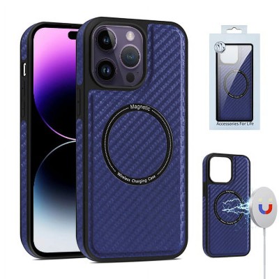 PKG iPhone 14 PRO MAX 6.7 Magnetic Case 4 CARBON FIBER Blue