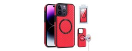 PKG iPhone 14 PRO MAX 6.7 Magnetic Case 4 CARBON FIBER Red