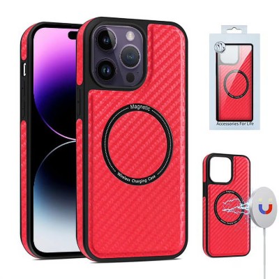 PKG iPhone 14 PRO MAX 6.7 Magnetic Case 4 CARBON FIBER Red