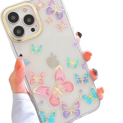 PKG iPhone 15 6.1 CHROME Glitter Motion Butterfly