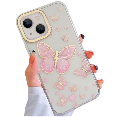 PKG iPhone 15 PLUS 6.7 CHROME Glitter Motion Butterfly