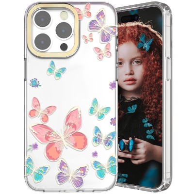 PKG iPhone 15 Pro 6.1 CHROME Glitter Motion Butterfly