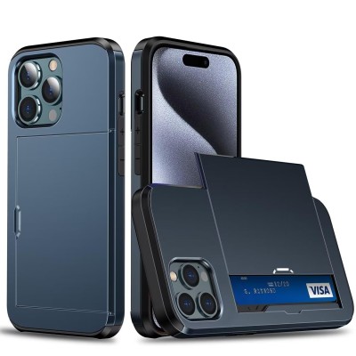 PKG iPhone 15 Pro 6.1 Wallet Pouch 3 Navy Blue