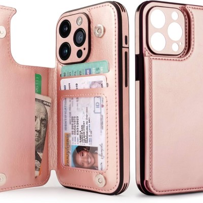 PKG iPhone 15 Pro 6.1 Wallet Pouch 3 Rose Gold