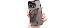 PKG iPhone 16 6.1 CHROME Glitter Butterfly Black