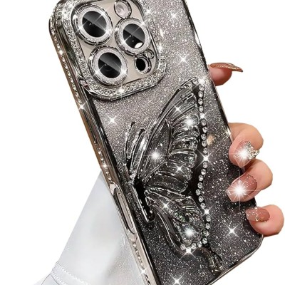 PKG iPhone 16 PRO MAX 6.9 CHROME Glitter Butterfly Black