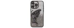PKG iPhone 16 Pro 6.3 CHROME Glitter Butterfly Black
