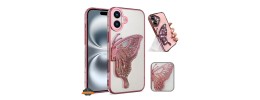 PKG iPhone 16 Pro 6.3 CHROME Glitter Butterfly Rose Gold