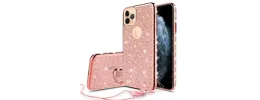 PKG iPhone 12/ 12 PRO 6.1 Bling Ring Case HEART Rose Gold