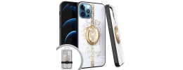 PKG iPhone 12/ 12 PRO 6.1 Bling Ring Case HEART White