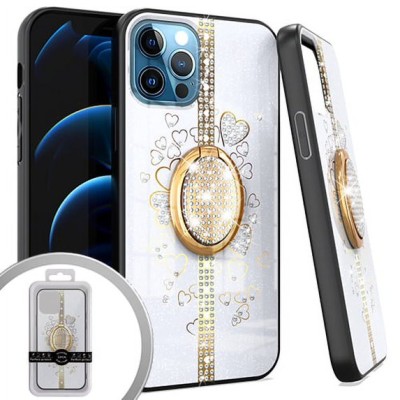 PKG iPhone 12/ 12 PRO 6.1 Bling Ring Case HEART White