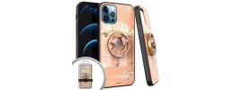 PKG iPhone 12/ 12 PRO 6.1 Bling Ring Case SMILING Rose Gold