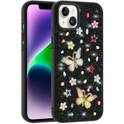 [PolyBag] For iPhone 16 Pro Max 6.9 inch SPLENDID Diamond Glitter Ornaments Engraving - Enchanted Butterfly Purple