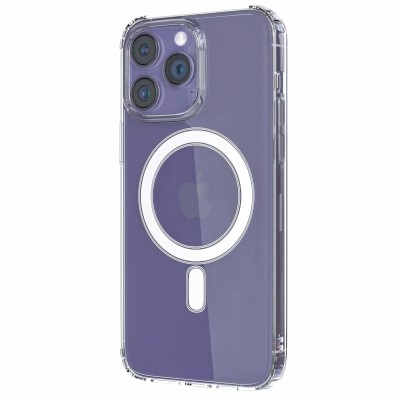 Premium Magsafe Transparent Case w/ Lens Stand01 - Purple