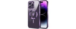 Premium Magsafe Transparent Case w/ Lens Stand01 - Purple