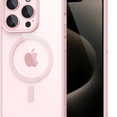 Premium Magsafe Transparent Case w/ Lens Stand01 - Pink
