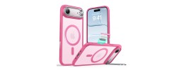 Premium Magsafe Transparent Case w/ Lens Stand01 - Pink