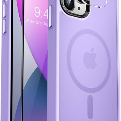 Premium Magsafe Transparent Case w/ Lens Stand01 - Purple