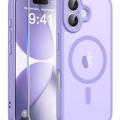 Premium Magsafe Transparent Case w/ Lens Stand01 - Purple