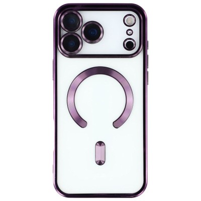 Premium Magsafe Transparent Case w/ Lens Stand01 - Purple